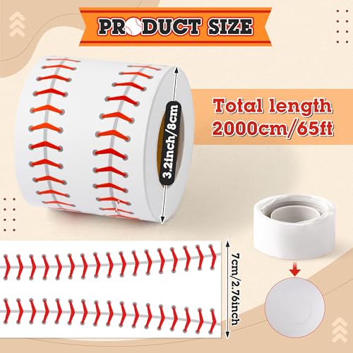 Image of BeYumi Baseball Sport Border Trim - 65ft Back to School Baseball Patterned Straight Rolled Border Trim Red White Ball Sport Theme Bulletin Board Set Party School Classroom Chalkboard Wall Decoration