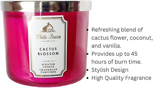 Miniatura 3 de Bath & Body Works, White Barn - Vela de 3 mechas con aceites esenciales, 14.5 onzas, nuevos aromas centrales (flor de cactus)