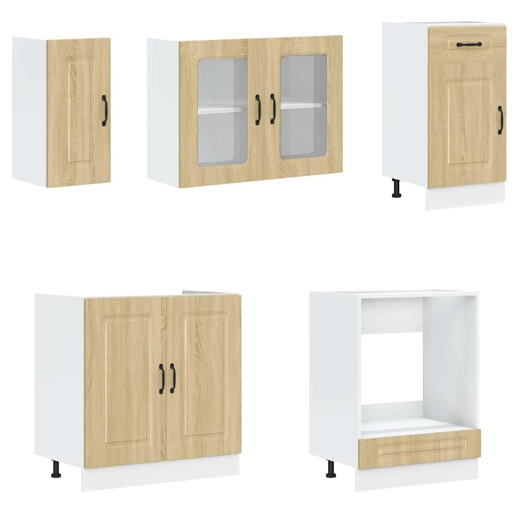 Brokky 8-TLG. Küchenschrank-Set KüChenschrank Kitchen Cabinets Buffetschrank KüChe Kalmar Sonoma-Eiche Holzwerkstoff / 3314794