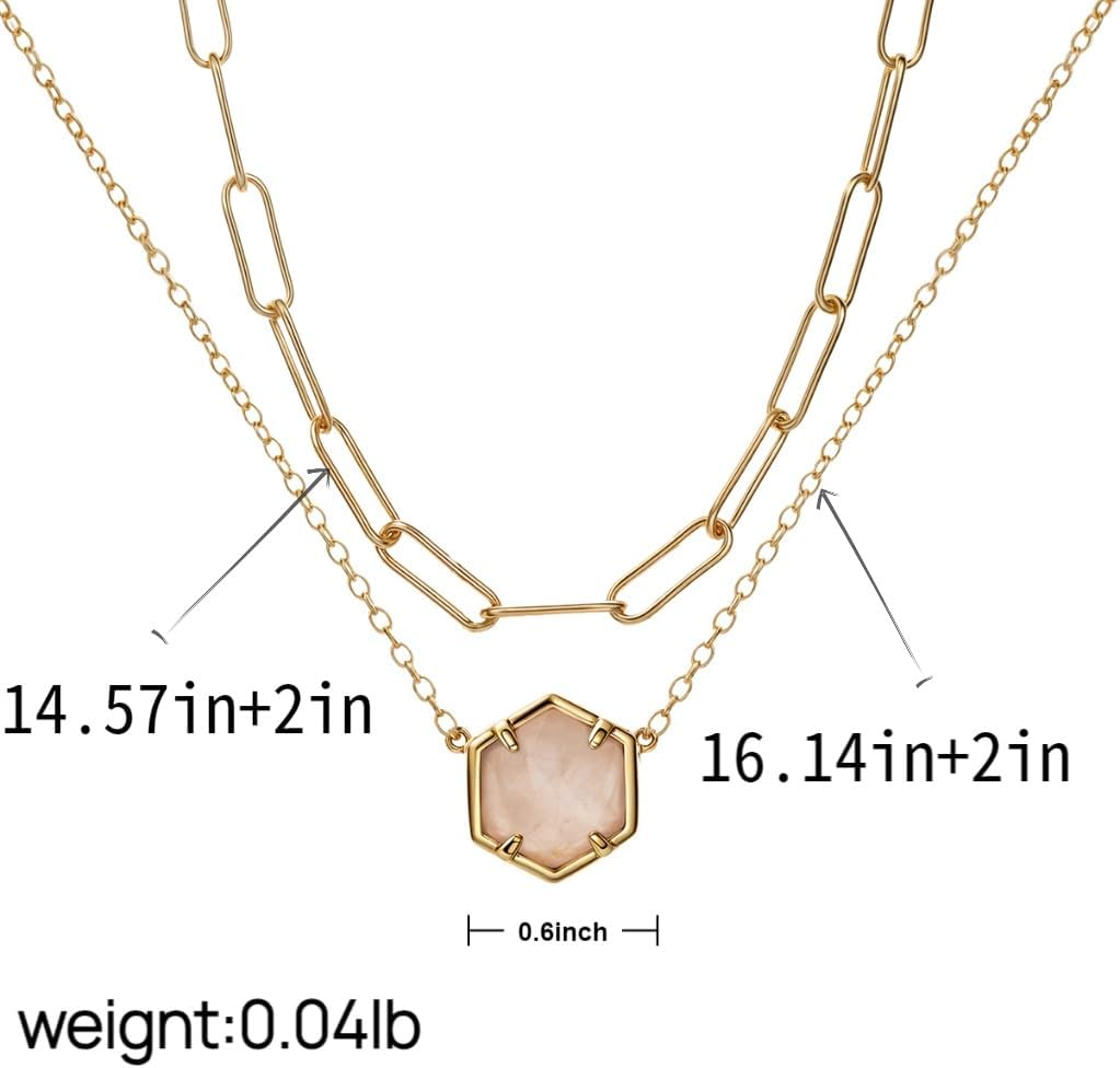 Rose Quartz Pendant Necklaces for Women 14k Gold Amazonite Gemstone Necklace Green Purple Pink Stone Necklace - Image 6