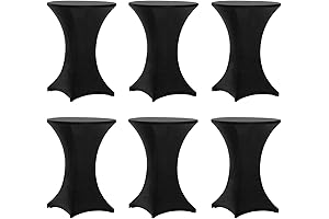 6 Pack 30x42 Inch Highboy Fitted Spandex Cocktail Table Covers Black