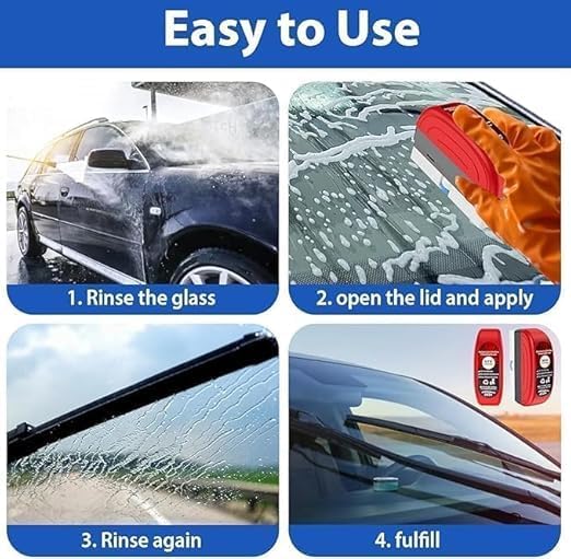 Image of Oil Film Cleaning Brush & Car Glass Cleaner Anti-Fog Spray | Windshield Defogger & Stain Remover for Interior & Exterior | Anti-Mist, Oil Stain Remover for Car Windows, Mirrors & Glass (1, red)