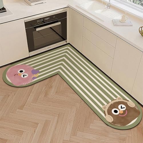 Vzqr キッチンフロアマット 右L字型 100×120cm 滑り止め 防水 抗菌 防臭 防汚 吸水速乾 洗える 床保護 床暖房対応 転倒防止 お手入れ簡単 台所・洗面所用 カーペット (100*150cm,B-右L字型)