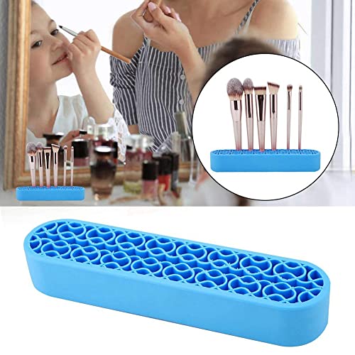 Image of AKOAK 1 Pack Silicone Makeup Brush Holder, Cosmetics Storage Box Desktop Finishing Container, Painting Pen Holder Sewing Craft Organizer (Blue)