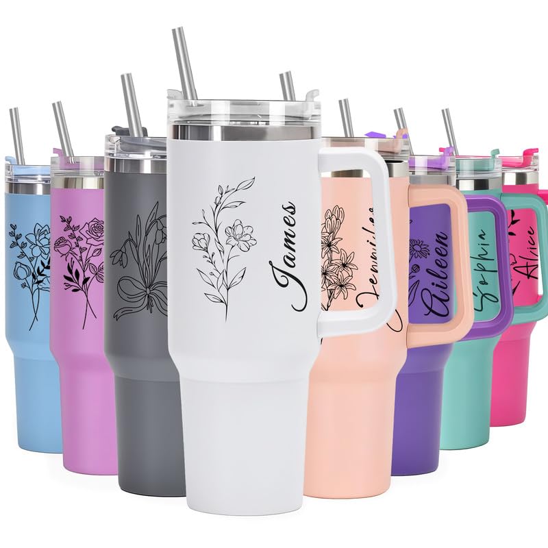 Mocessory 40oz Personalised Tumbler with Straw & Handle
