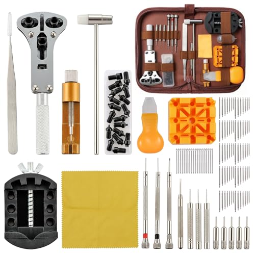 Kit de remplacement de batterie de montre avec outils d'ouverture jaune