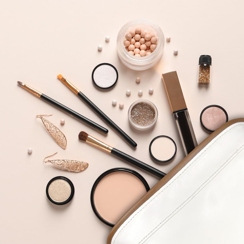 Miniatura 9 de Joyero y bolsa de maquillaje 2 en 1 con espejo, organizador versátil de viaje para joyas, bolsa de cosméticos, bolsa de aseo portátil con estuche de