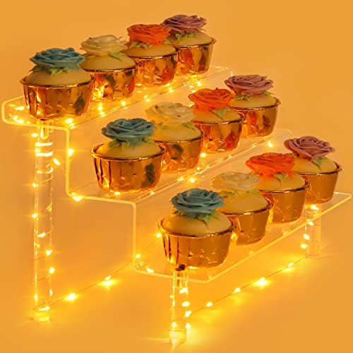 Acrylic Display Riser, 3 Tier POP Firgures Cupcake Display Stand, Clear ...