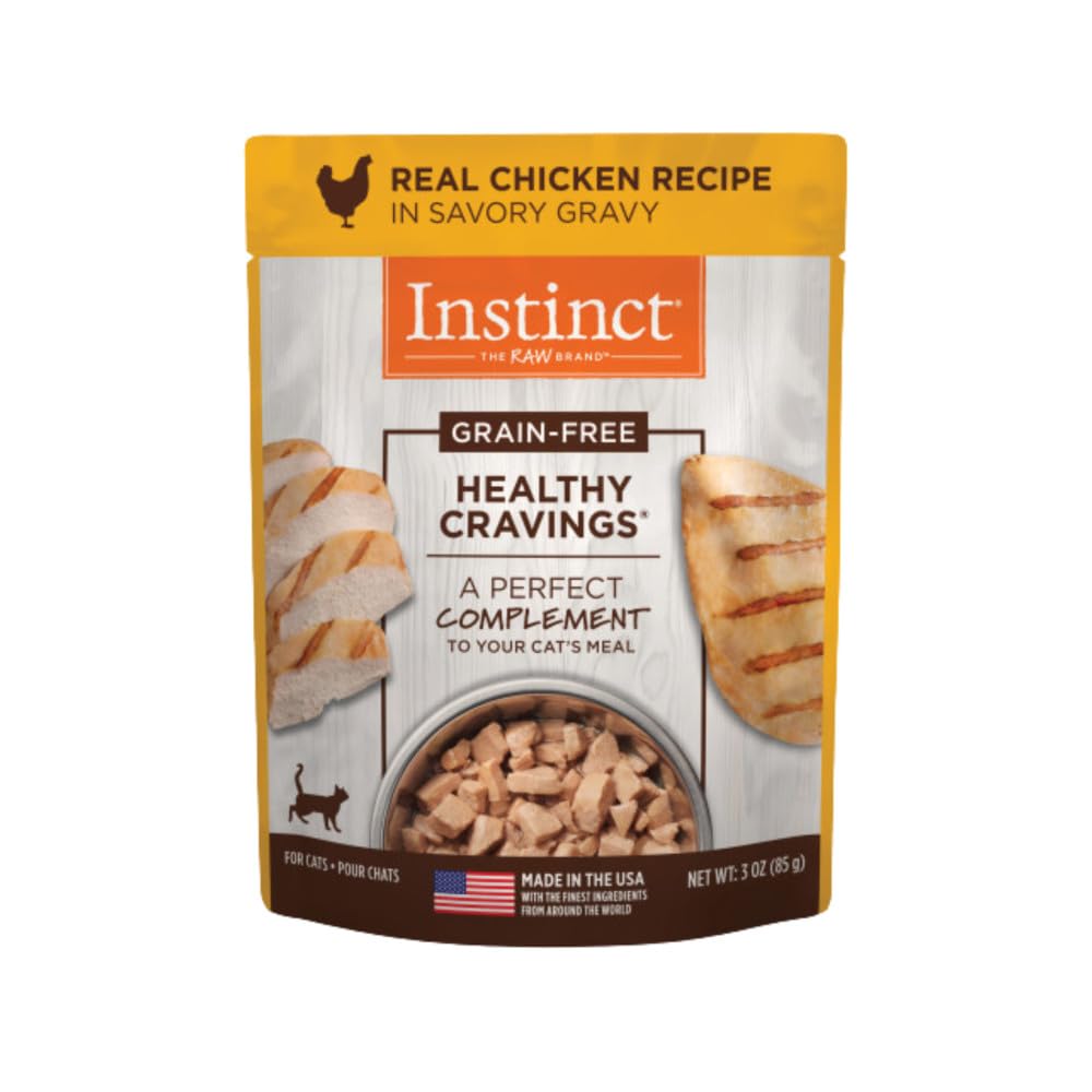 Instinct Healthy Cravings Grain Free Real Chicken Recipe Natural Wet Cat Food Topper by Nature's Variety, 3 Ounce (Pack of 24)