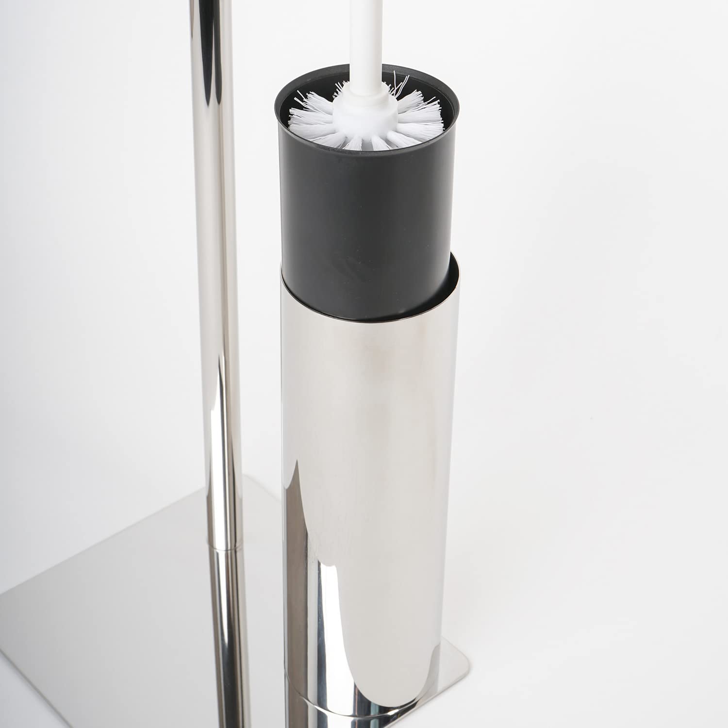 METAFORM Poseidon - Soporte para rollo de papel higiénico y escobilla de acero inoxidable AISI 304
