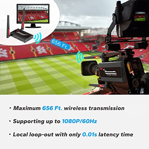 Shuone Wireless Hdmi Transmitter And Receiver 1080P, 1X4 5Ghz 656Ft(200M) Wireless Hdmi Extender Kit For Multiple Tv Hd 1080P With Hdmi Loop Out And Ir Remote Control For Camera, Presentation, Church #TOP4