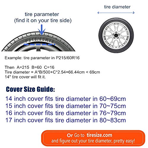 HEALiNK Spare Tire Cover 14 inch Waterproof PVC Leather Wheel Cover American Star Universal for Jeep Wrangler RV Trailers Toyota RAV4 Honda Hummer Car Tire Diameter 23-27 inch