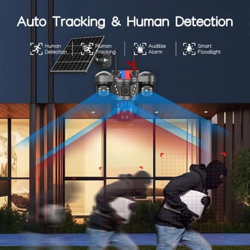 Image of Maizic Smarthome Trion 5MP�3 Triple Lens WiFi Solar Outdoor CCTV Camera | 3-Screen Live View | Manual Side Rotation | AI Human Detection | Color Night Vision | Two-Way Audio | Multi-User Access