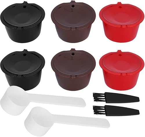 YEmirth Reusable Coffee Capsule Filter Refillable Coffee Pod Filter Cup with Spoon Brush Set Coffee Makers Cafe Tools for Dolce Gusto