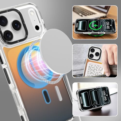 Image of Magnetic Case for iPhone 17 Pro Max [Compatible with Magsafe] [Cute Fashion Fluorescent Design] [1 Screen Protector] Slim Translucent Matte Case for iPhone 17 Pro Max 6.9 inch 2025, Black