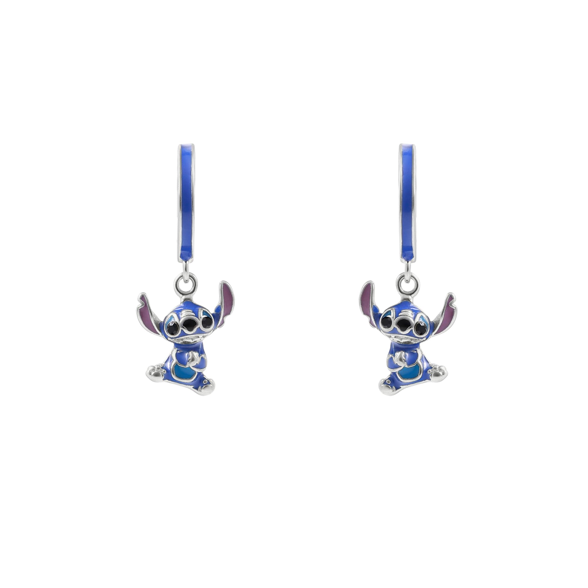 DisneyPendientes de aro esmaltados con dije de plata de ley para niñas Stitch E906533RRHL.PH