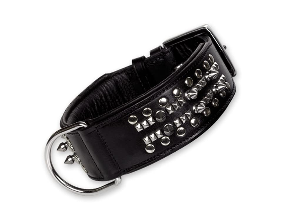 Nobby Delgado Leather Dog Collar, 45 cm Length x 30 mm Width, Black