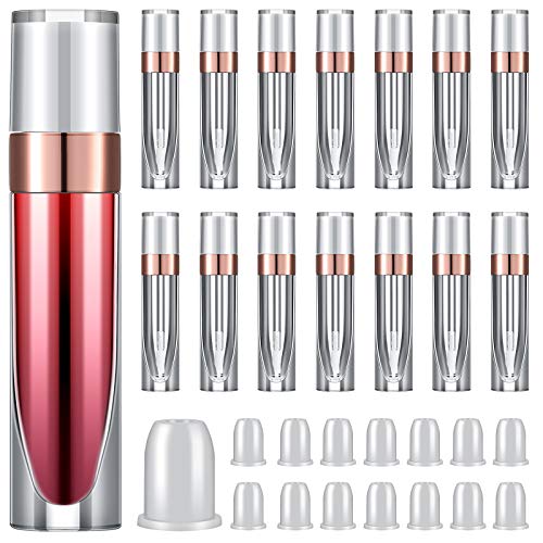 15 Pieces Empty Lip Gloss Tubes with Wand 6.4 ml Empty Lipstick Tubes Plastic Lipstick Sample Refillable Lip Balm Bottles with Rubber Stoppers for Women Girls Cosmetic Travel Split DIY