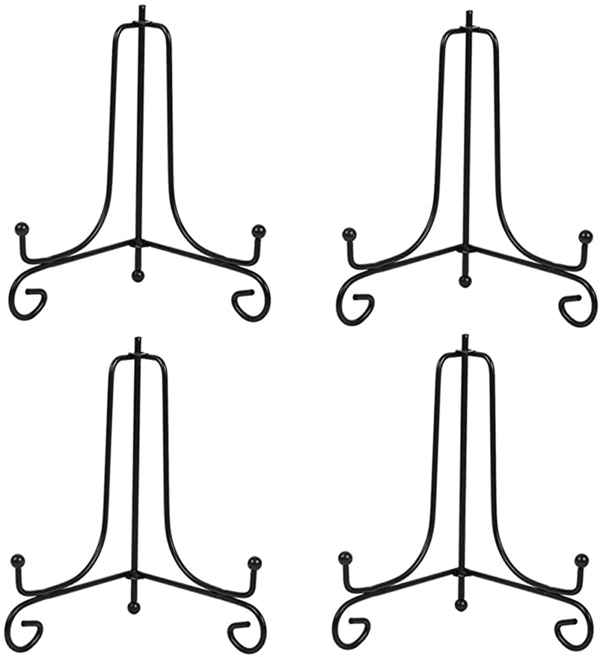 KASTWAVE Iron Display Stand, Black Iron Easel Plate Display Photo Holder Stand, Displays Picture Frames, Cookbooks, Decorative Plates, Tablets and Art (4 Pack) 6"