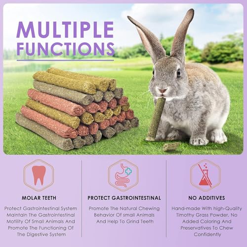 Bissap 72PCS Rabbit Chew Sticks, Mixed Natural Timothy Hay Oat Carrot Bunny Chew Toys and Treats for Rabbits Bunnies Chinchillas Guinea Pigs Hamsters and Other Small Animals Molar Snacks - Image 4