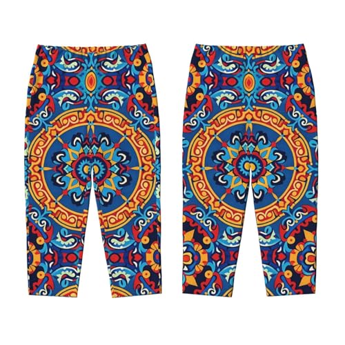 Pajama Pants Pajama Bottoms with Elastic Waistband Sleepwear Lounge Pants, Colorful Mandala Flowers3