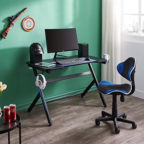 Home Office Low Back Computer Executive Chair By Jjs, Ergonomic Mesh Chair With Extra Large Base And Pads, Black/Blue #TOP5