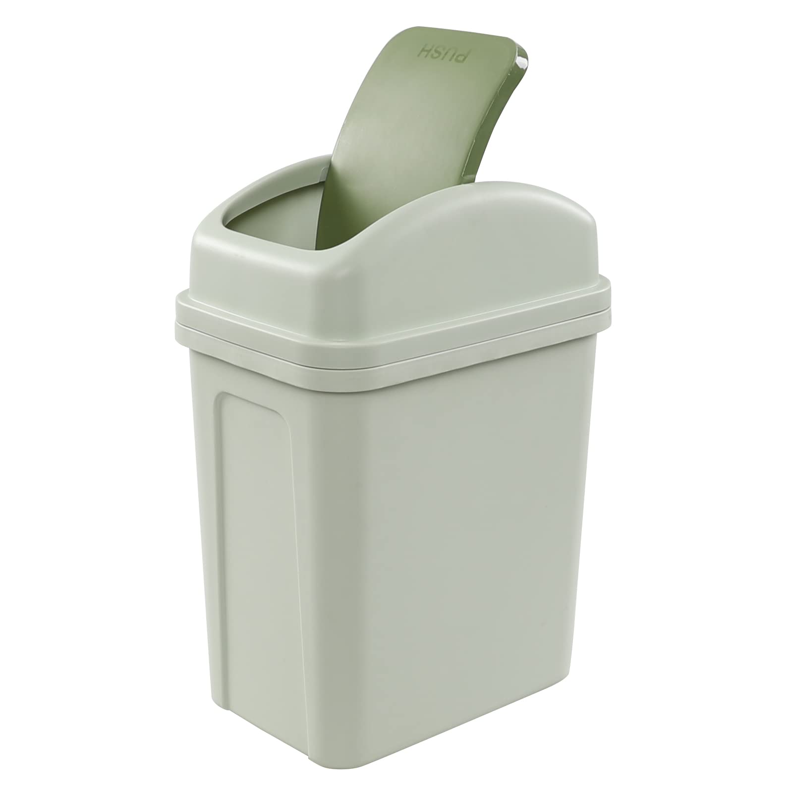 Eagrye1.8 Gallon Plastic Small Trash Can, Swing Lid Garbage Bin, Green