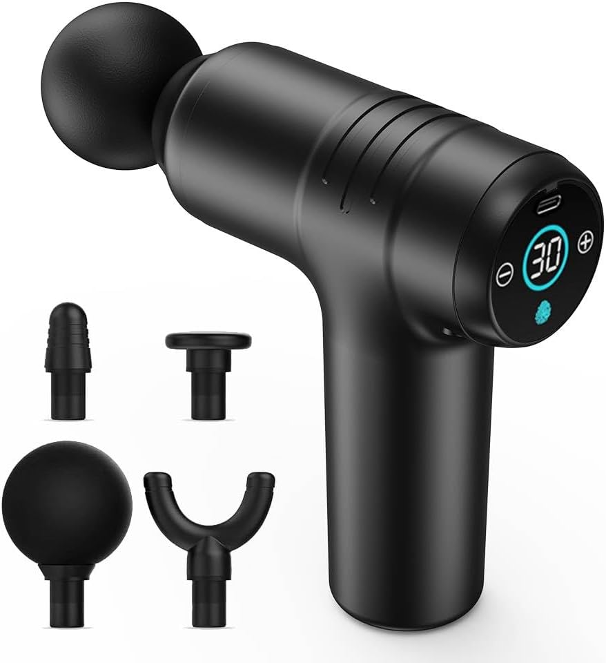 Mini Massage Gun, 30 Speed Handheld Muscle Massage Gun, Portable Muscle Massage Gun, Easy to Carry, Equipped with 4 Massage Heads, Gift for Men Women Athletes (Black) Mini Massage Gun, 30 Speed Handheld Muscle Massage Gun, Portable Muscle Massage Gun, Easy to Carry, Equipped with 4 Massage Heads, Gift for Men Women Athletes (Black)