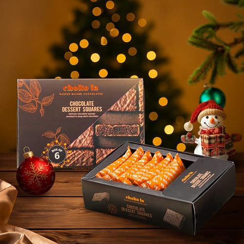 Chokola Chocolate Dessert Squares 90g – Chocolate Sponge Cake Enrobed in Dark Chocolate | Gourmet Chocolate Gift Hamper | Premium Chocolate Gift Box For Festivals & Special Occasion Celebrations