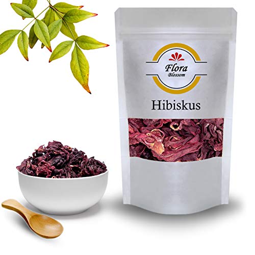 50g Flora Blossom Hibiskus Blüten Tee - Natürlich Ohne Zusätze - Hibiskustee - Roter Hibiscus Ganz Getrocknet - Gourmet Qualität Cover