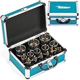 DAIMIT 19-teiliges TCT-Lochsägen-Set, 14–60 mm Schwerlast-Lochsägen aus Wolframkarbid für Metall, Edelstahl, Eisen, Holz & Kunststoff, mit 3 abnehmbaren Zentrierbohrern und 3 Innensechskantschlüsseln