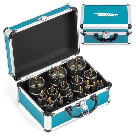 DAIMIT 19-teiliges TCT-Lochsägen-Set, 14–60 mm Schwerlast-Lochsägen aus Wolframkarbid für Metall, Edelstahl, Eisen, Holz & Kunststoff, mit 3 abnehmbaren Zentrierbohrern und 3 Innensechskantschlüsseln