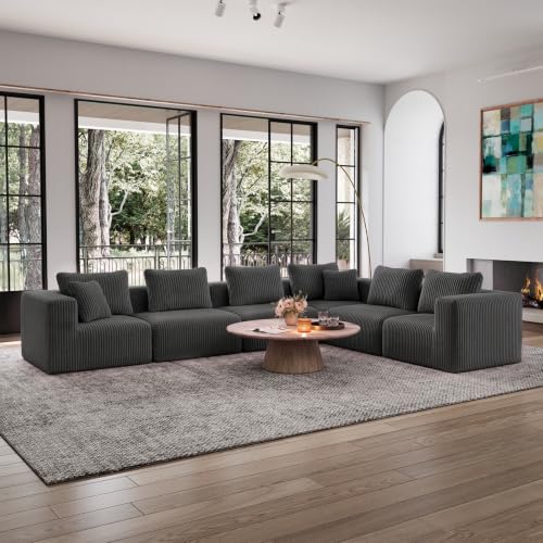 Image of Avenco 141-inch L-Shaped Modular Sectional Sofa Couch, Corduroy Fabric