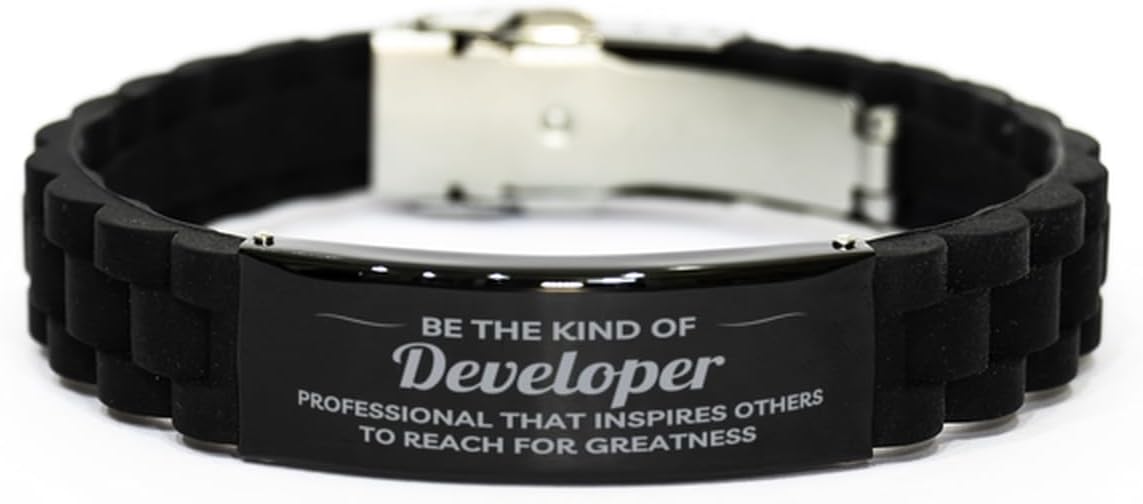 Developer Black Glidelock Clasp Bracelet Birthday Christmas Gifts For Developer, Be the kind of Developer professional that inspires others to reach for greatness Thank you Appropriate Gifts