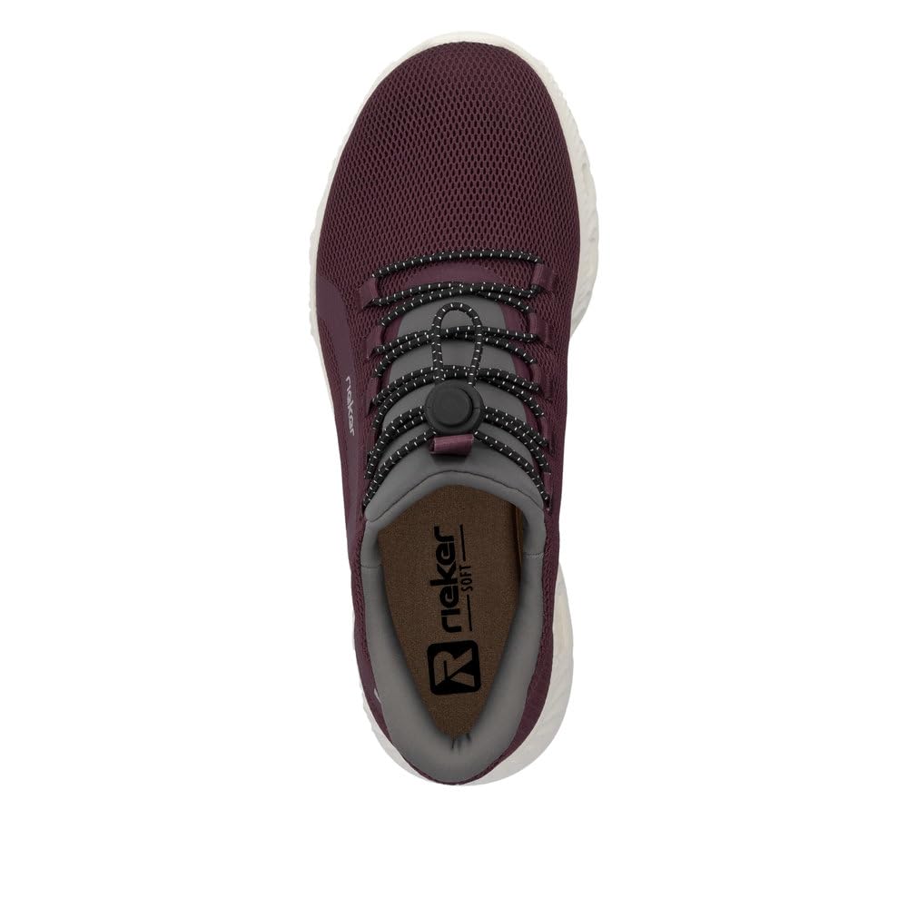 Rieker Damen Schnürhalbschuh in schwarz | Ready2GO Sneaker mit ultraleichter IM-EVA-Sohle MemoSoft-Decksohle und Komfortweite G