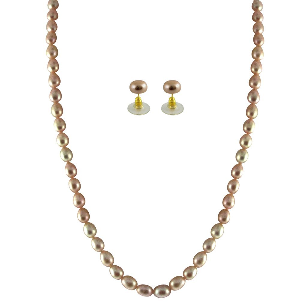 Sri Jagdamba Pearls Dealer Ravishing Single Line Pink Pearl Set For Women/Girls | Oval Freshwater Pearls 4-5MM | 16-18 Inches Length | Magnificent Hyderabadi Jewellery Set To Gift Women (B00EL8R33E) Amazon Price History, Amazon Price Tracker