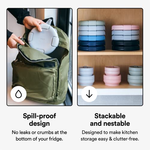 Stojo Collapsible Bowl - Denim Blue, 36Oz - Reusable Silicone Bowl For Hot And Cold Food - Perfect For Travel, Meal Prep, To-Go Lunch, Camping & Hiking - Microwave & Dishwasher Safe #TOP3