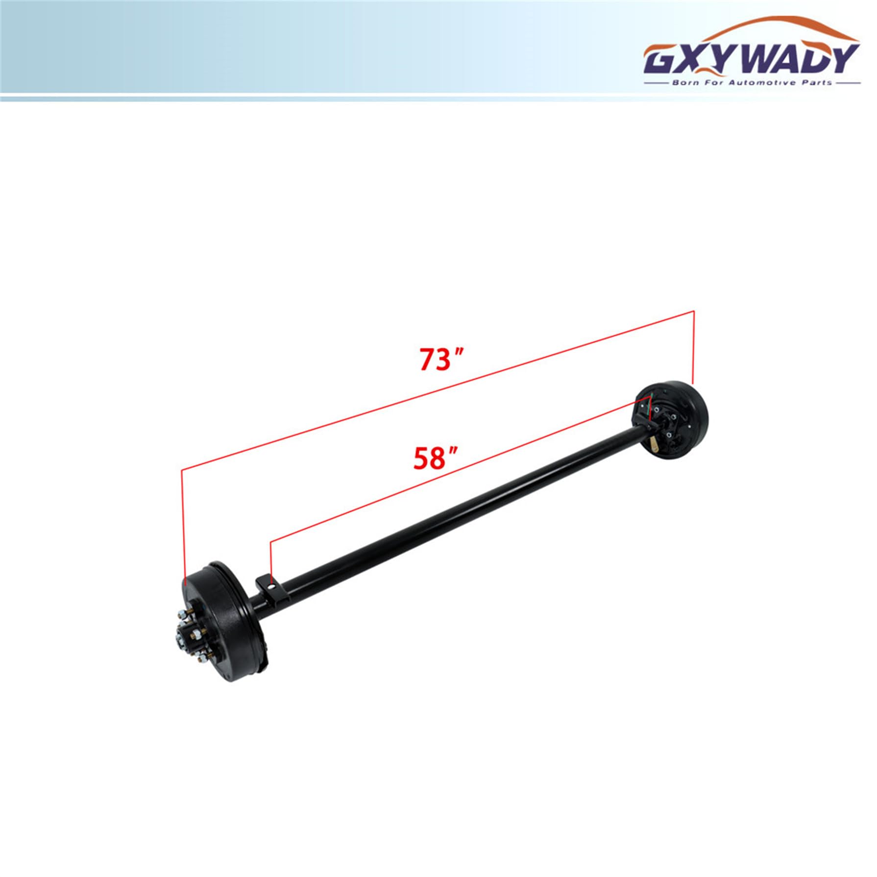 GXYWADY 3500lbs Trailer Axle Electric Brake 5 Lug 4.5 Inch Trailer Axle 73 Inch Hub Face 58 Inch Spring Center