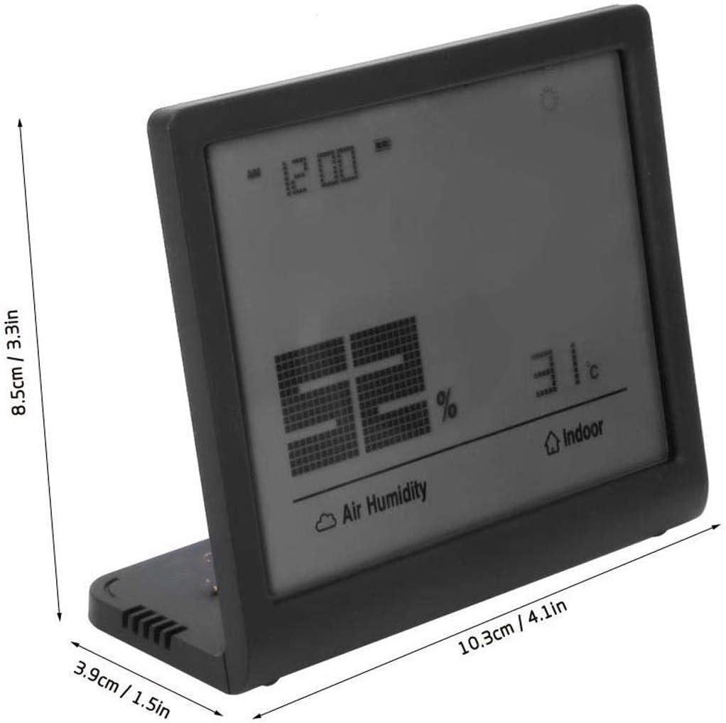 Termometro da ambiente, termometro da interno, igrometro, misuratore di temperatura e umidità con mini orologio da tavolo digitale, retroilluminato, preciso