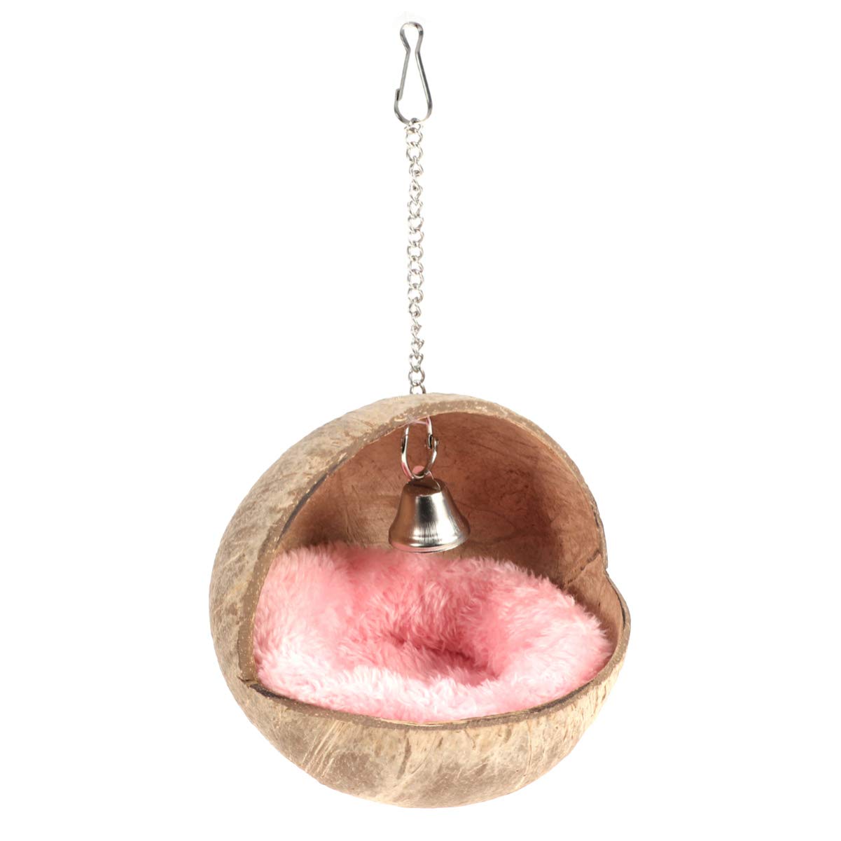 POPETPOP Coconut Shell Bird House-Hamster Coconut Hideaway,Coco Nest with Soft Mat for a Hamster,Rat,Bird Toys