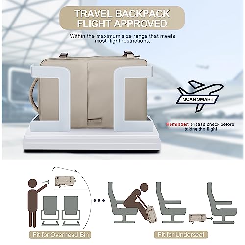 Image of coofay Laptop Travel Backpack For Women Men Airline Approved Carry On Bags For Airplanes Underseat Luggage Backpack For Traveling On Airplane Personal Item Travel Bag For Airlines Light Brown