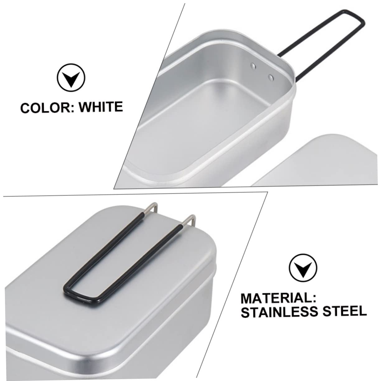 OUNONA Aluminum with Foldable Handle Portable Food Container for Outdoor Hiking and Camping Leak Resistant Design for Easy Carrying and Serving of Meals