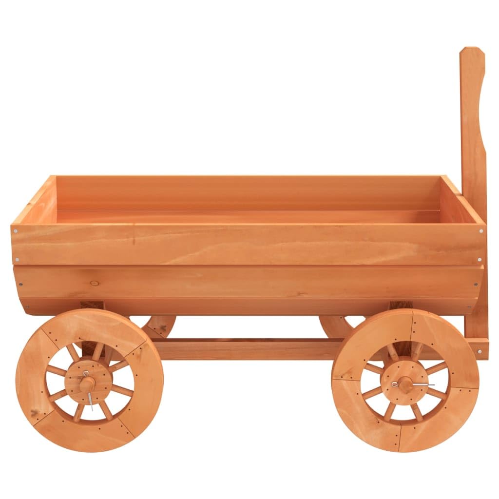 Deko-Wagen aus Tannenholz 70x43x54 cm, Blumenwagen für Garten und Terrasse, Pflanzwagen mit Rädern und Entwässerungsloch, Holzblumenkübel für Außenbereich
