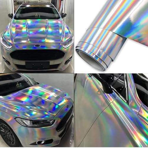 Image of HOME13 Chrome Rainbow Vinyl Car Wrap Sheet Roll Film Sticker Decal Waterproof Car Styling Wrap Auto Vehicle Accessories (24x175 /In, Rainbow Wrap)