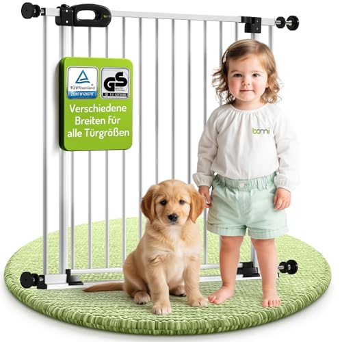 Bomi Treppenschutzgitter Merle Flatstep, Breite 79-87 cm | Türschutzgitter ohne Bohren, stabile Kindersicherung für Kind & Hund, TÜV geprüftes Hundegitter, Türgitter, Treppengitter, Metall Weiß Bomi Treppenschutzgitter Merle Flatstep, Breite 79-87 cm | Türschutzgitter ohne Bohren, stabile Kindersicherung für Kind & Hund, TÜV geprüftes Hundegitter, Türgitter, Treppengitter, Metall Weiß