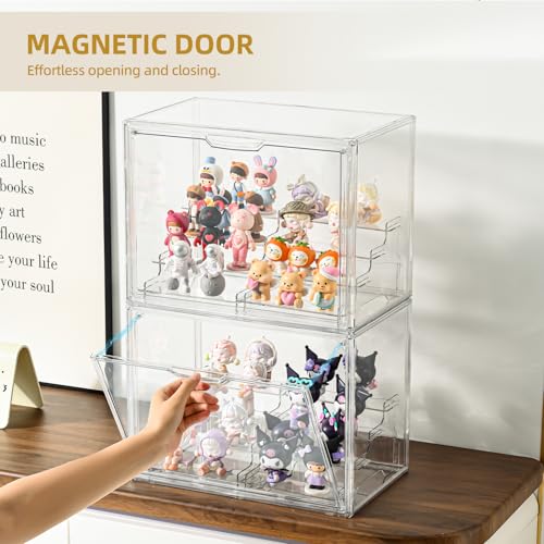 Image of 4Tier Display Case for Collectibles,Clear Display Box with 2 Stands ,Storage Container with Magnetic Door