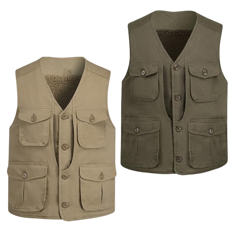 Chaleco de algodón grueso para hombre con forro polar y botones 3