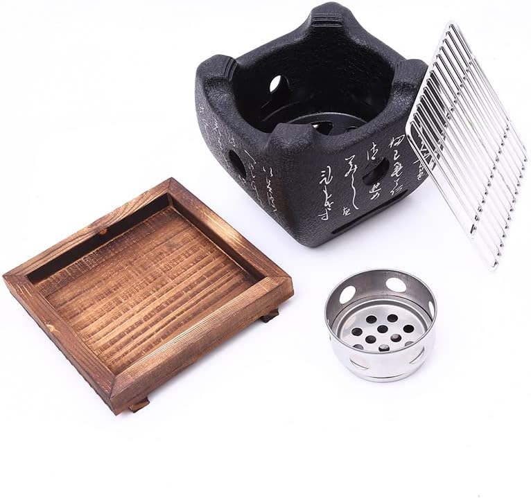 和風炭火焼 家庭用室内シングルアルコールストーブ オーブン 金網グリル グリル 屋外バーベキュー トレイグリル付き (小さい,耐熱皿