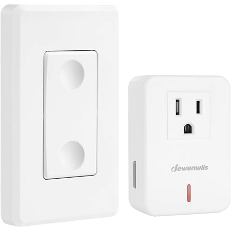 DEWENWILS Remote Control Outlet Wireless Wall Mounted Light Switch, Electrical Plug in On Off Power Switch for Lamp, No Wiring,100 Feet RF Range, ETL Listed,Programmable