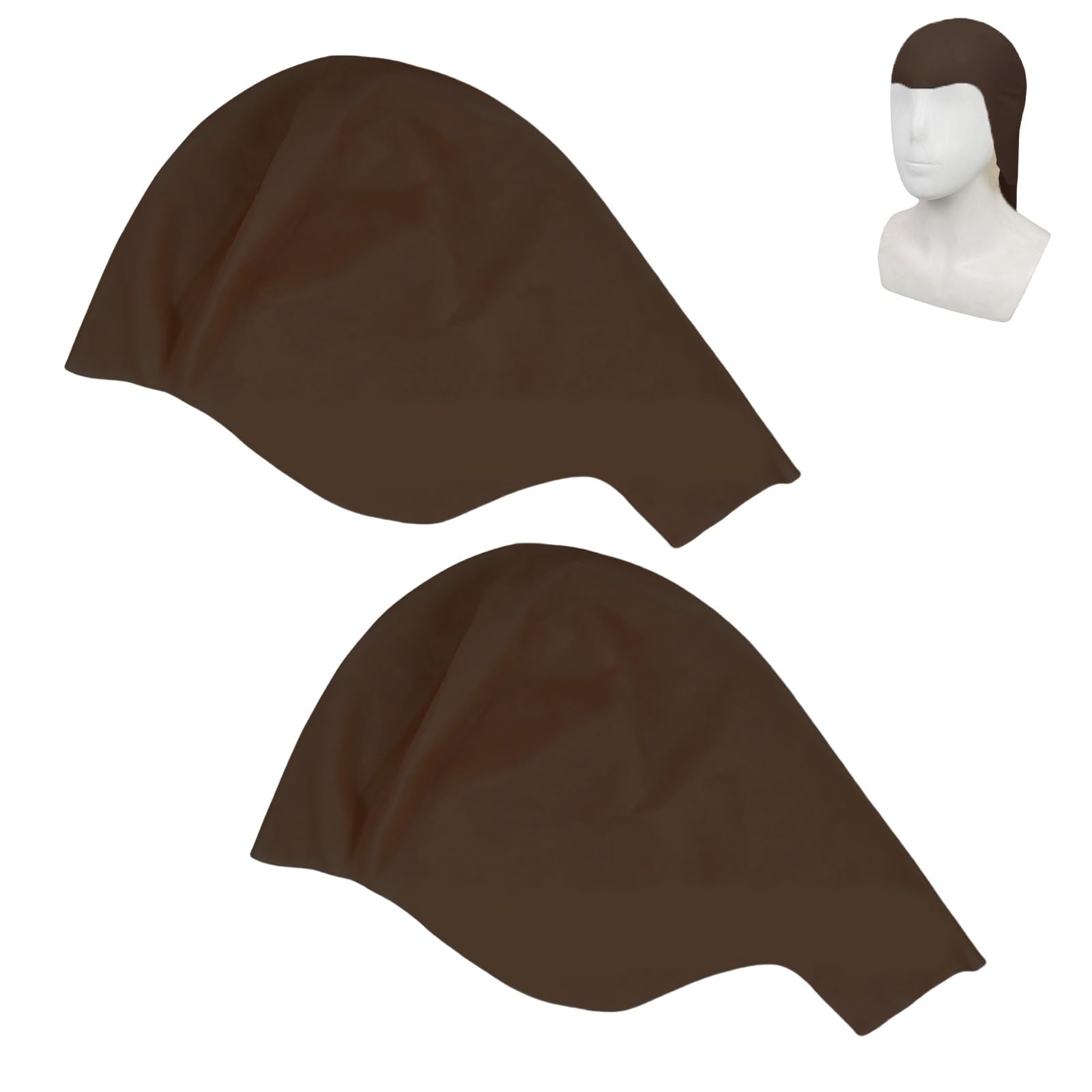 MUNSKT 2PCS Brown Skin Bald Caps, Latex Thin Fit Skull Head Cover, Fake Scalp Wig Props Cosplay Fancy Dress Costume Accessory for Kids Adults Halloween